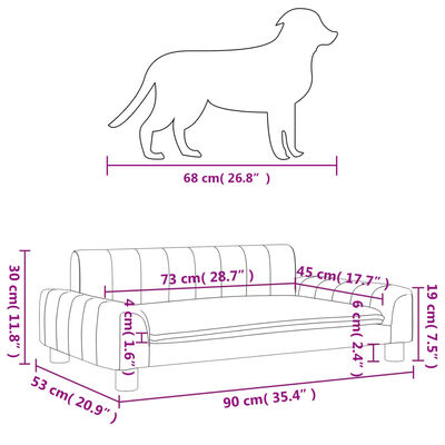 vidaXL Krevet za pse tamnosivi 90 x 53 x 30 cm od tkanine