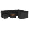 vidaXL 11-dijelni set vrtnih sofa od poliratana s jastucima crni