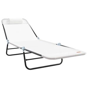 vidaXL Sklopiva ležaljka za sunčanje Krema 182 x 55 x 85,5 cm