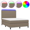 vidaXL Krevet box spring s madracem LED smeđesivi 140x200 cm tkanina