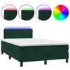 vidaXL Krevet s oprugama i madracem LED tamnozelenim 120x190 cm bar&scaron;un