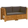 vidaXL Set vanjskih sofa s jastukom 2 Komad Smeđa Čvrsto drvo akacije