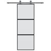 vidaXL Klizna vrata crna 76x205 cm od kaljenog stakla i aluminija