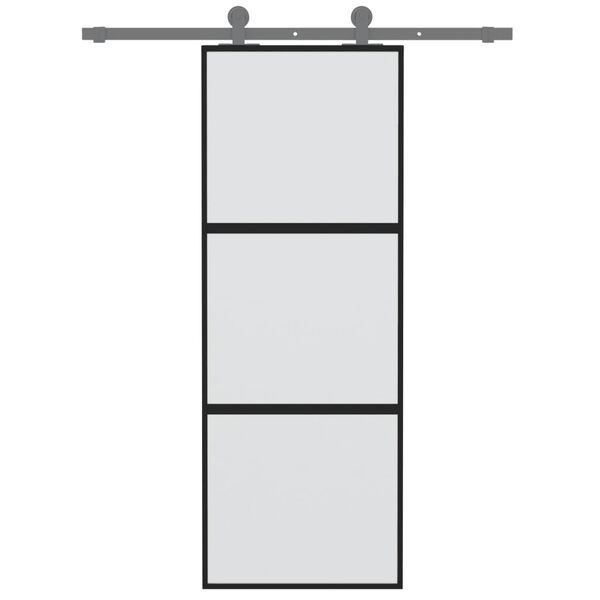 vidaXL Klizna vrata crna 76x205 cm od kaljenog stakla i aluminija