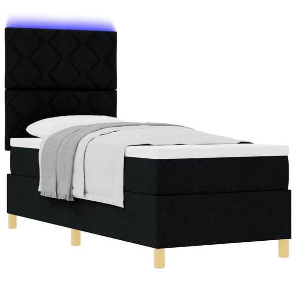 vidaXL Krevet s opruga kutije s madracem Crna 80 x 200 cm tkanina