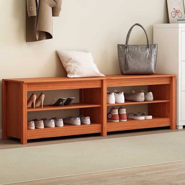vidaXL Klupa za cipele s policom Vosak smeđa 160 x 36,5 x 50 cm