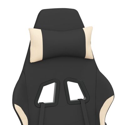 vidaXL Masažna igraća stolica od tkanine s osloncem za noge crna-krem