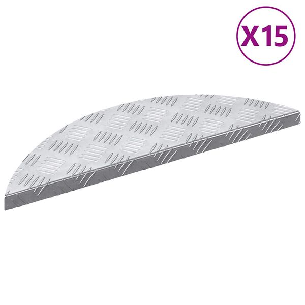 vidaXL Stepenica Polumjesec 15 pcs Srebrno 60 x 18 cm Aluminij