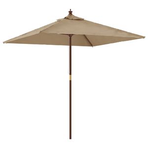 vidaXL Vrtni suncobran s drvenim stupom smeđesivi 198 x 198 x 231 cm