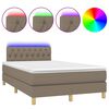 vidaXL Krevet box spring s madracem LED smeđesivi 120 x 200 cm tkanina