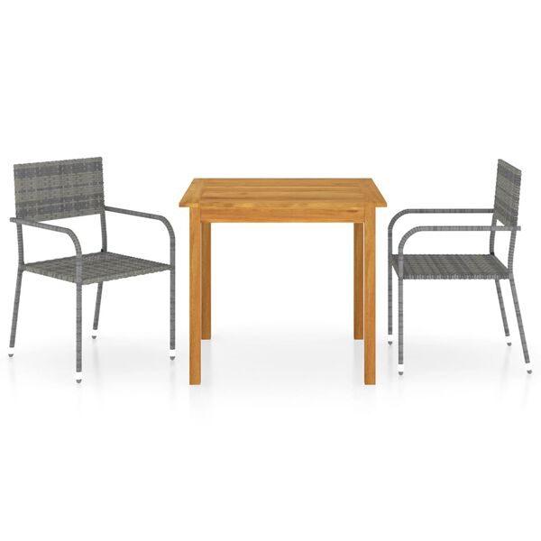 vidaXL 3-dijelni vrtni blagovaonski set sivi