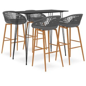 vidaXL 5-dijelni barski set crno-sivi