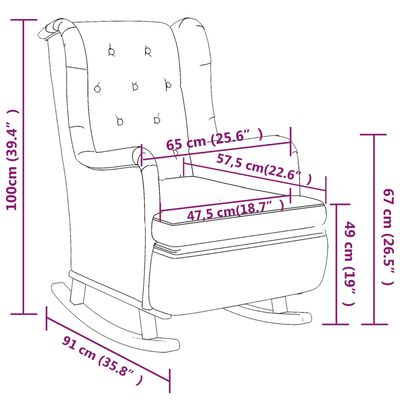 vidaXL Fotelja od tkanine s ljuljajućim nogama i tabureom tamnosiva