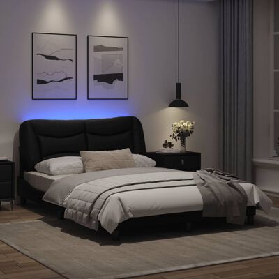 vidaXL Okvir kreveta s LED svjetlima crni 120 x 200 cm umjetna koža