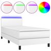 vidaXL Krevet box spring s madracem LED bijeli 80x200 cm umjetna koža