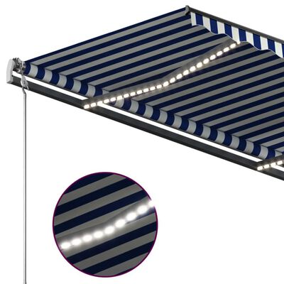 vidaXL Tenda na ručno uvlačenje s LED svjetlima 3 x 2,5 m plavo-bijela