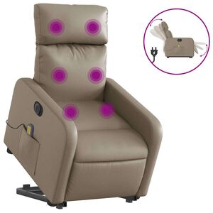 vidaXL Električni masažni naslonjač na podizanje boja cappuccina