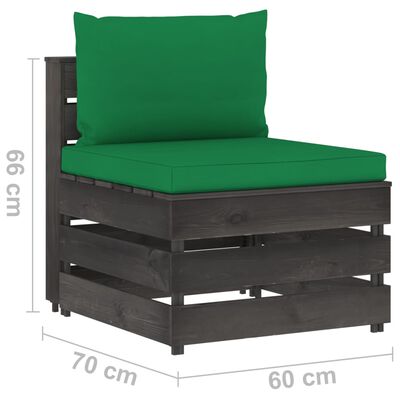 vidaXL Modularna srednja sofa s jastucima od sivo impregniranog drva