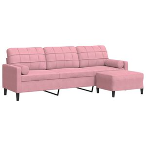vidaXL Trosjed s tabureom ružičasti 210 cm bar&scaron;unasti