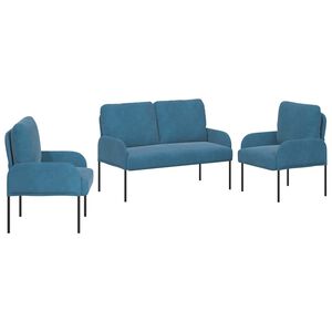 vidaXL Setovi sofa s jastukom 3 pcs Plava 115 x 56 x 80 cm &Scaron;perploča
