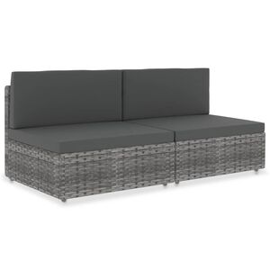 vidaXL Modularni dvosjed od poliratana sivi
