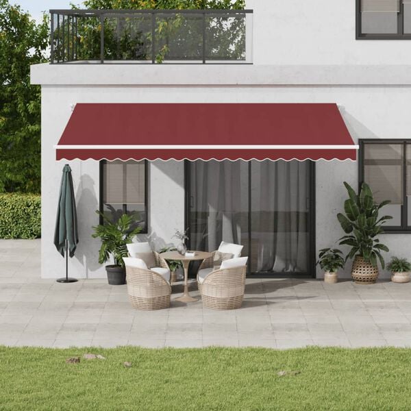 vidaXL Tenda na ručno uvlačenje bordo 500 x 350 cm