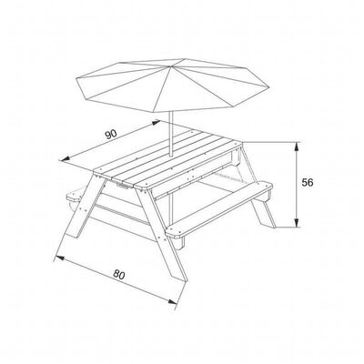 AXI Stol za piknik sa Suncobranom Voda/Pijesak