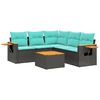 vidaXL 6-dijelni set vrtnih sofa od poliratana s jastucima crni