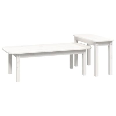vidaXL 2-dijelni set stolića za kavu bijela Bijela od masivne borovine