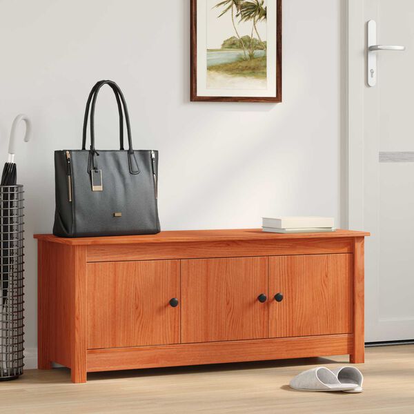 vidaXL Ormar za cipele Vosak Smeđa 110 x 38 x 45,5 cm Masivna borovina