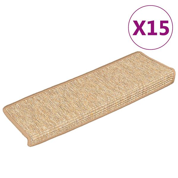 vidaXL Prostirke za stepenice 15 kom 65x21x4 cm svijetlosmeđe pravokutne rubove