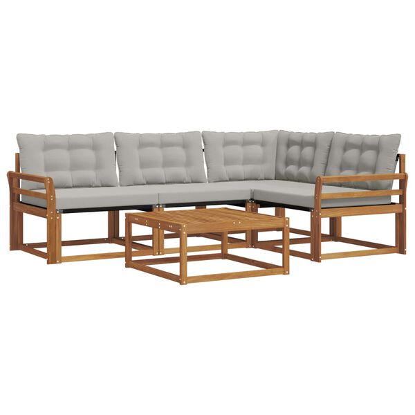 vidaXL Set vanjskih sofa s jastukom 5 pcs Prirodna i svijetlo siva
