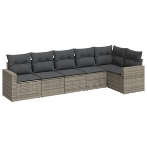 vidaXL 6-dijelni set vrtnih sofa od poliratana s jastucima sivi