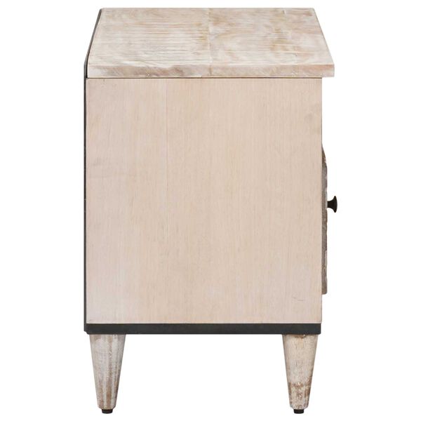 vidaXL TV ormar s ladicama Bijelo 80 x 33,5 x 46 cm Čvrsto drvo manga