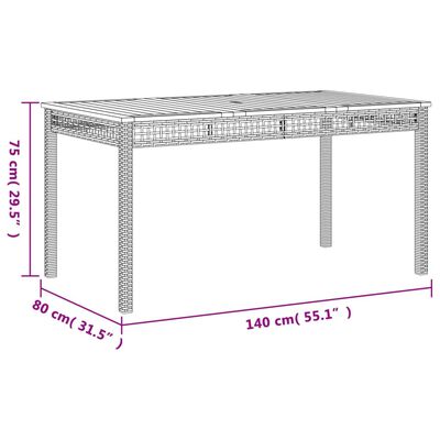 vidaXL Vrtni stol sivi 140 x 80 x 75 cm od poliratana i drva bagrema