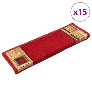 vidaXL Samoljepljivi otirači za stepenice 15 kom 65x21x4 cm crveni