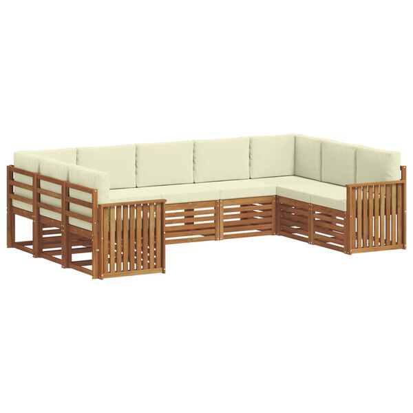 vidaXL Setovi sofa 9 pcs Prirodna i krem Čvrsto drvo akacije
