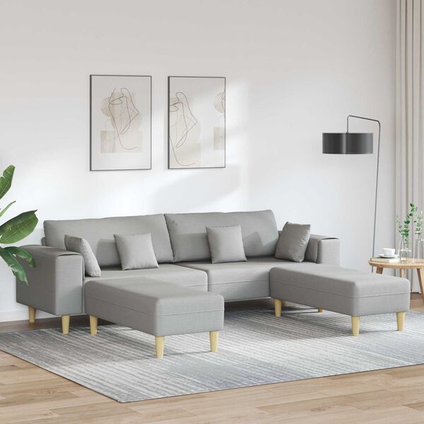 vidaXL Sofa s jastukom 3 pcs Oblačnosiva tkanina