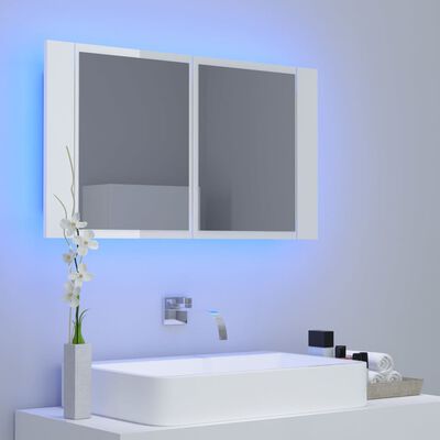 vidaXL LED kupaonski ormarić s ogledalom sjajni bijeli akrilni