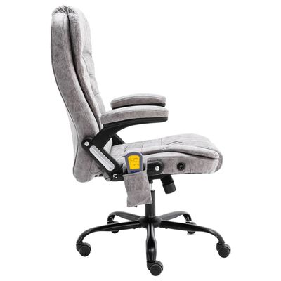vidaXL Masažna uredska stolica od umjetne brušene kože svjetlosiva