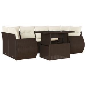 vidaXL 7-dijelni set vrtnih sofa od poliratana s jastucima smeđi