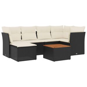 vidaXL 7-dijelni set vrtnih sofa od poliratana s jastucima crni