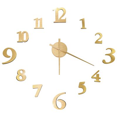 325151 vidaXL 3D Wall Clock Modern Design Gold 100 cm XXL