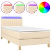 vidaXL Krevet box spring s madracem LED krem 90x200 cm od tkanine
