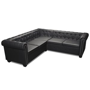 vidaXL Kutna garnitura Chesterfield za 5 osoba od umjetne kože crna