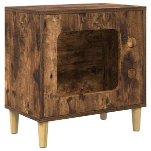 vidaXL Mačja Kuća Dimljeni hrast 51 x 30 x 52 cm Konstruirano drvo