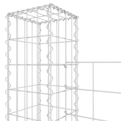 vidaXL Gabionska košara U-oblika s 2 stupa 140 x 20 x 200 cm željezna