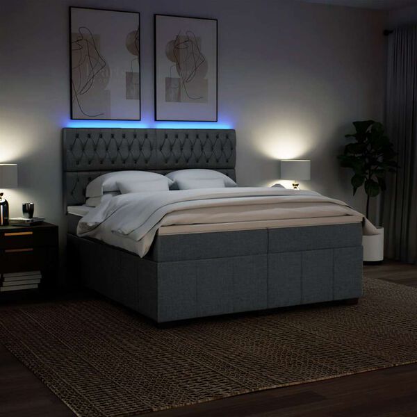 vidaXL Krevet s oprugama i madracem tamnosivi 200 x 200 cm od tkanine