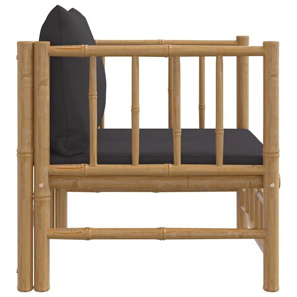 vidaXL Vrtna sofa od bambusa s tamnosivim jastucima