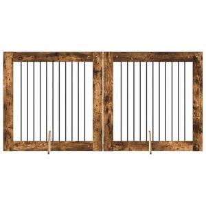 vidaXL Vrata za pse s postoljem 2 pcs Dimljeni hrast 100 x 100 cm